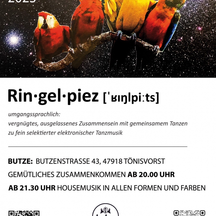 Rin.gel.piez [ˈʁɪŋl̩piːt͡s] – House/Party